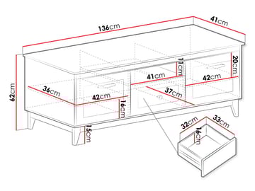 Zeylor TV-benk 136 cm - Møbler - TV- & Mediamøbler - TV-skap