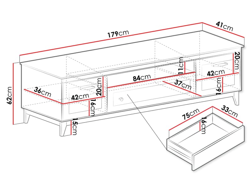 Zeylor TV-benk 179 cm - Møbler - TV- & Mediamøbler - TV-skap