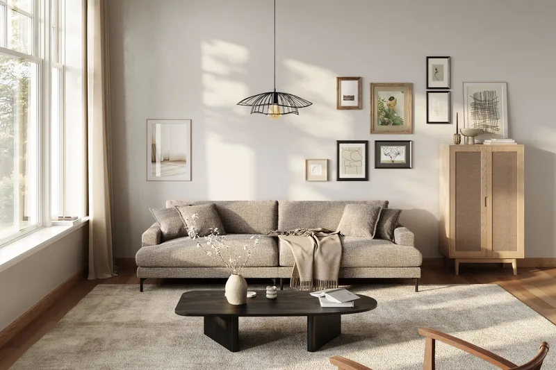 Menard Premium 5-seters dyp sofa i chenille - Brun - Møbler - Sofaer