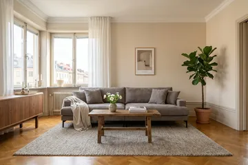 Menard Premium 5-seters dyp sofa i chenille - Grå/Brun - Møbler - Sofaer