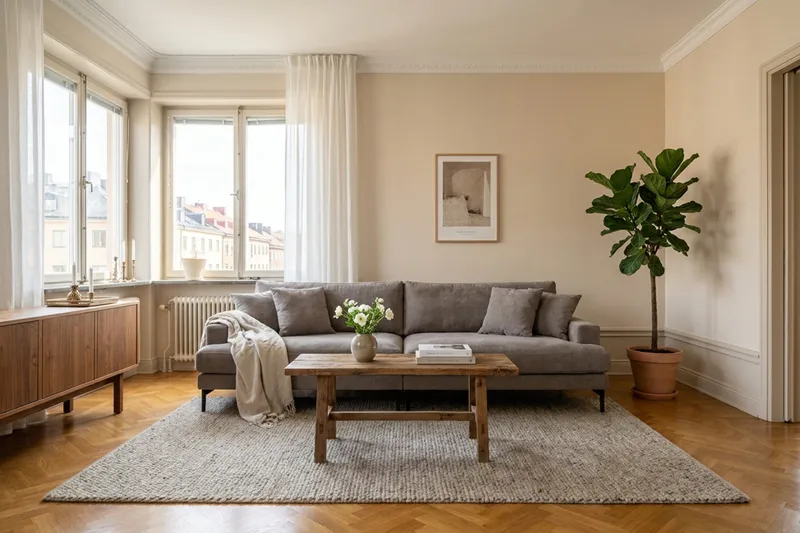 Menard Premium 5-seters dyp sofa i chenille - Grå/Brun - Møbler - Sofaer