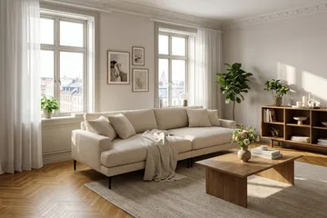 Menard Premium 5-seters dyp sofa i chenille - Beige - Møbler - Sofaer