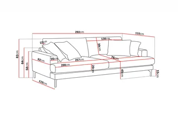 Menard Premium 5-seters dyp sofa i chenille - Grå/Blå - Møbler - Sofaer