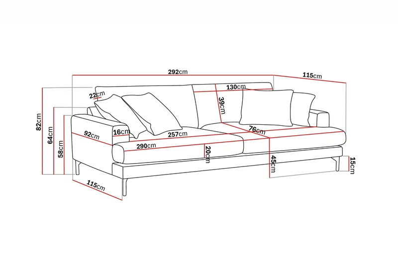 Menard Premium 5-seters dyp sofa i chenille - Lysbeige - Møbler - Sofaer