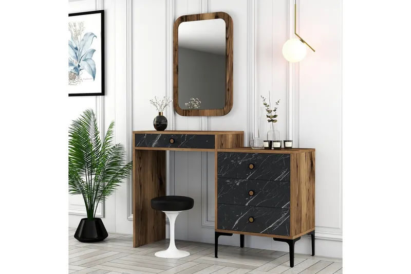 Ameias Møbelsett for Soverom Brun/Svart - Hanah Home - Møbler - Senger - Møbelsett til soverom