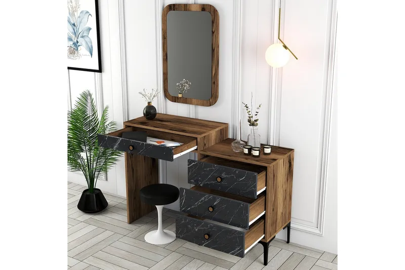 Ameias Møbelsett for Soverom Brun/Svart - Hanah Home - Møbler - Senger - Møbelsett til soverom