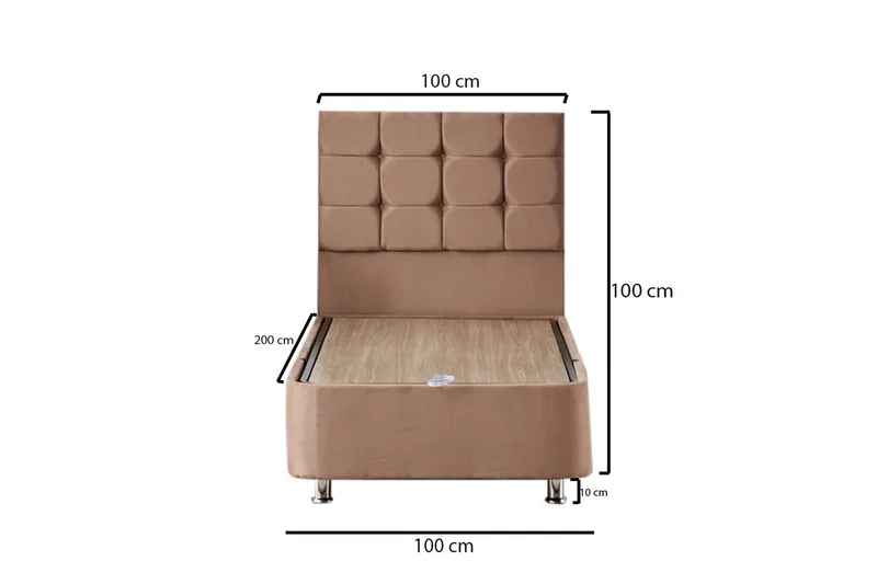Adilen Kontinentalseng 100x200 cm - Lysebrun - Møbler - Senger - Komplett sengepakke