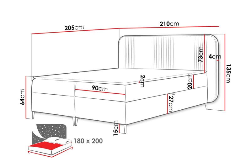 Alani Sengpakke Kontinentalseng 180x200 cm - Grå - Møbler - Senger - Kontinentalsenger
