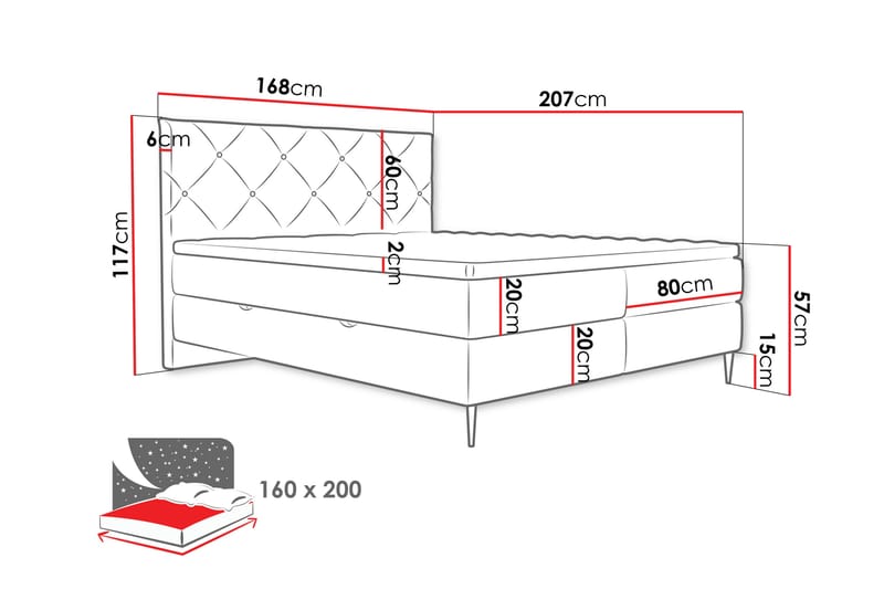 Alasia Sengpakke Kontinentalseng 160x200 cm - Svart - Møbler - Senger - Kontinentalsenger