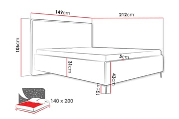 Alaudin Sengeramme 140x200 cm - Grå - Møbler - Senger - Sengeramme & sengestamme