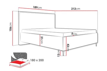 Alaudin Sengeramme 180x200 cm - Grå - Møbler - Senger - Sengeramme & sengestamme