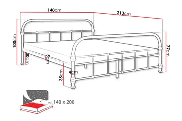 Aleesha Sengeramme 140x200 cm - Svart - Møbler - Senger - Sengeramme & sengestamme