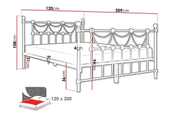 Alexa Sengeramme 120x200 cm - Hvit - Møbler - Senger - Sengeramme & sengestamme