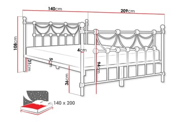 Alexa Sengeramme 140x200 cm - Hvit - Møbler - Senger - Sengeramme & sengestamme