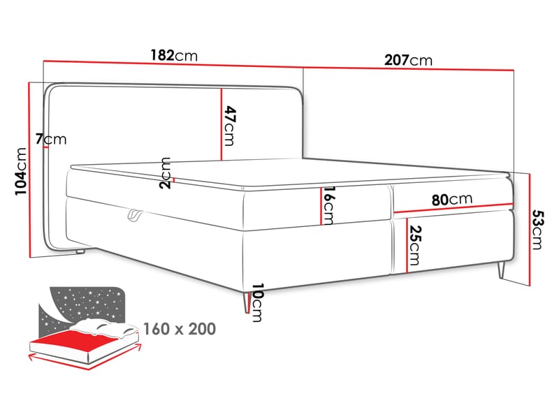 Allgunnen Sengepakke Kontinentalseng 160x200 cm - Grå - Møbler - Senger - Kontinentalsenger