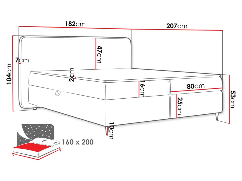Allgunnen Sengepakke Kontinentalseng 160x200 cm - Grå - Møbler - Senger - Kontinentalsenger