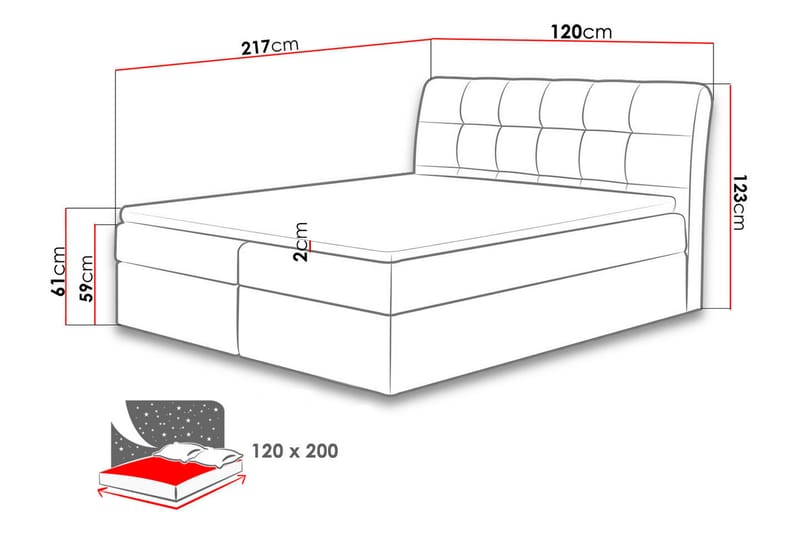 Alvik Sengpakke Kontinentalseng 120x200 cm - Hvit - Møbler - Senger - Kontinentalsenger