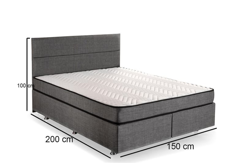 Argentu Kontinentalseng 150x200 cm - Grå - Møbler - Senger - Senger med oppbevaring
