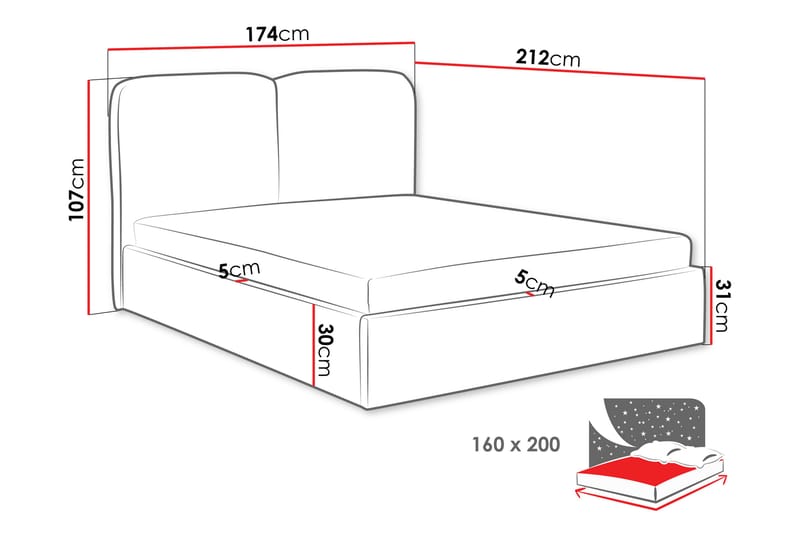 Arondel Oppbevaringsseng - Hvit - Møbler - Senger - Senger med oppbevaring
