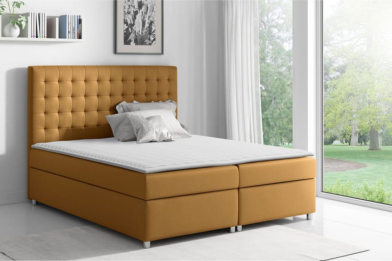 Asti Sengpakke Kontinentalseng 160x200 cm - Gul - Møbler - Senger - Kontinentalsenger