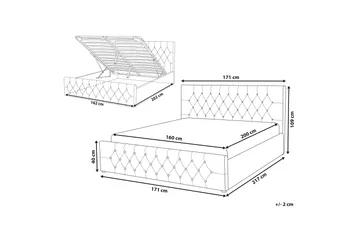Badar Sengramme 160x200 cm - Taupe - Møbler - Senger - Senger med oppbevaring