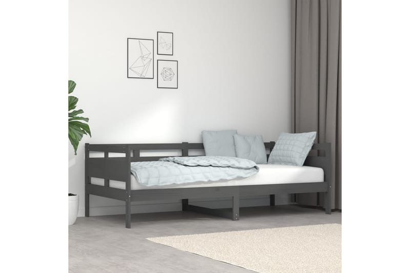 beBasic Dagseng grå heltre furu 90x200 cm - GrÃ¥ - Sengeramme & sengestamme