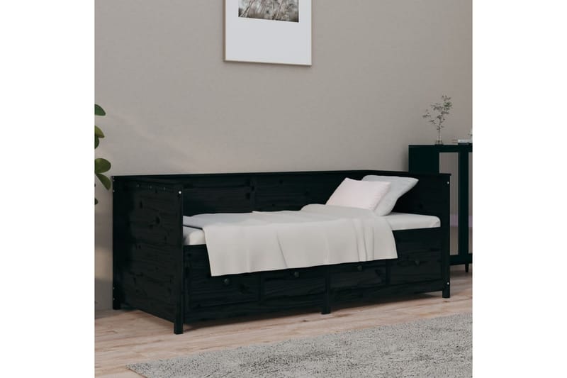 beBasic Dagseng svart 75x190 cm heltre furu - Svart - Sengeramme & sengestamme