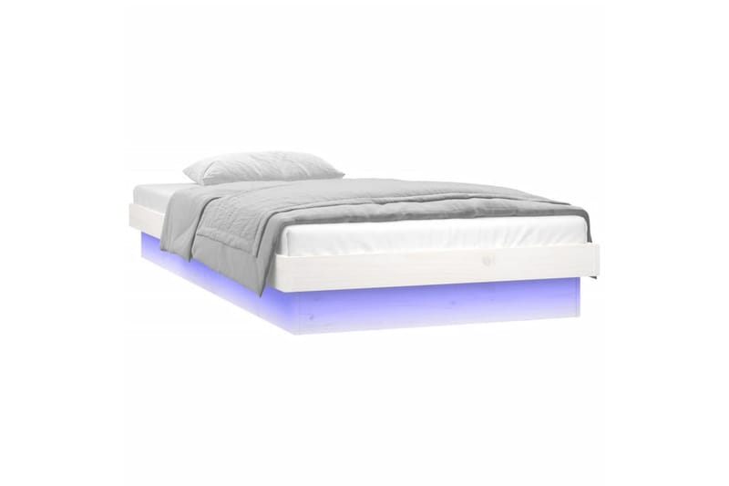 beBasic Sengeramme med LED hvit 100x200 cm heltre - Hvit - Sengeramme & sengestamme