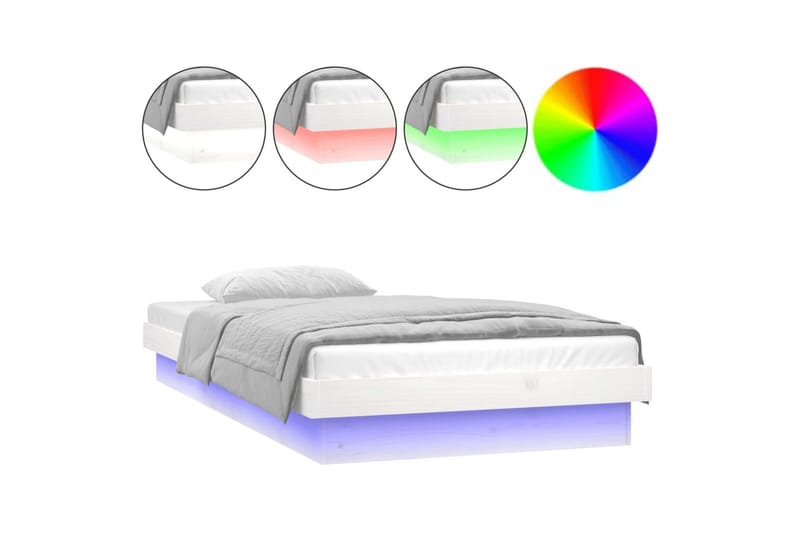 beBasic Sengeramme med LED hvit 90x190 cm 3FT Single heltre - Hvit - Sengeramme & sengestamme