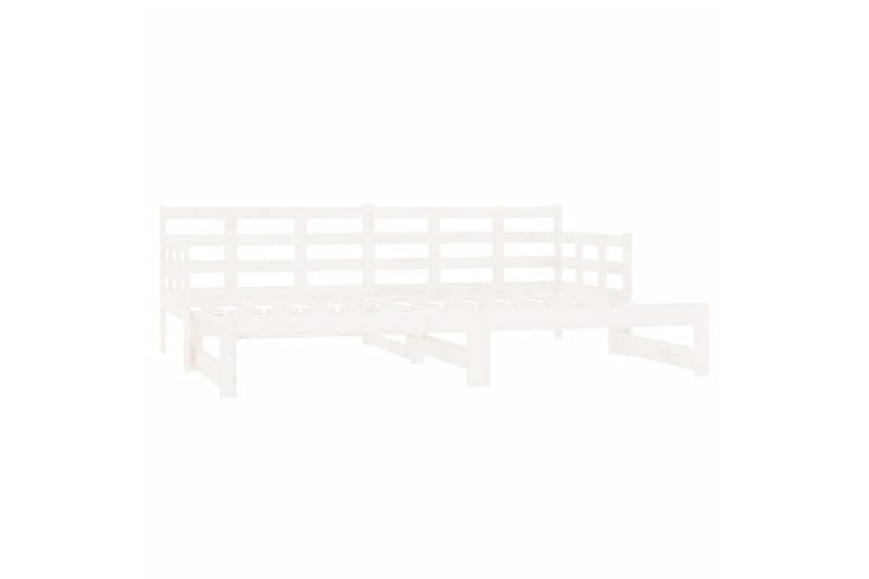 beBasic Uttrekkbar dagseng hvit heltre furu 2x(80x200) cm - Hvit - Sengeramme & sengestamme