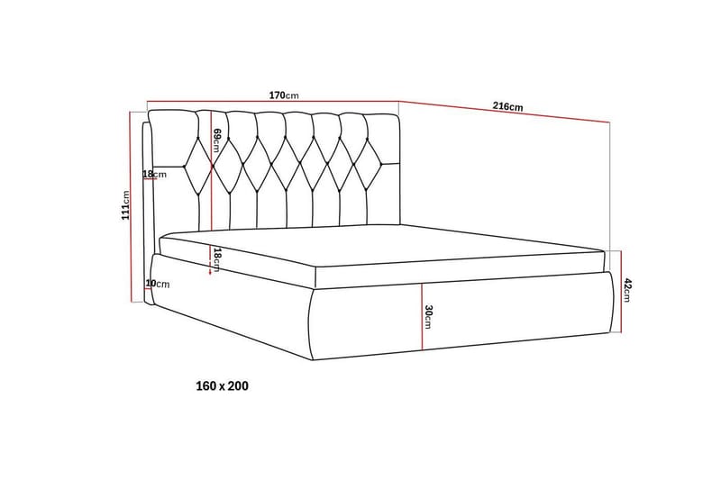Bedford Sengpakke med Oppbevaring 160x200 cm - Svart - Møbler - Senger - Senger med oppbevaring