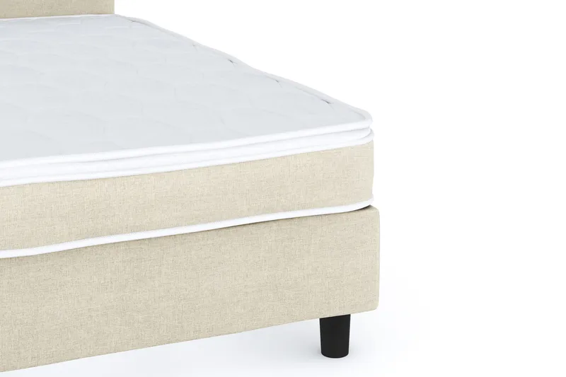 Billingen Komplett Sengepakke – Kontinentalseng 120x200 cm i Stoff med Sengegavl + Overmadrass med Fasthetsgrad Medium - Beige - Møbler - Senger - Dobbeltsenger