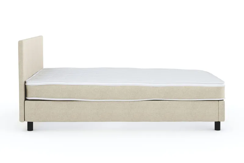 Billingen Komplett Sengepakke – Kontinentalseng 120x200 cm i Stoff med Sengegavl + Overmadrass med Fasthetsgrad Medium - Beige - Møbler - Senger - Dobbeltsenger