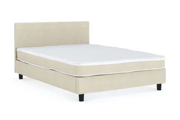 Billingen Komplett Sengepakke – Kontinentalseng 120x200 cm i Stoff med Sengegavl + Overmadrass med Fasthetsgrad Medium - Beige - Møbler - Senger - Dobbeltsenger