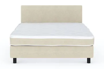 Billingen Komplett Sengepakke – Kontinentalseng 140x200 cm i Stoff med Sengegavl + Overmadrass med Fasthetsgrad Medium - Beige - Møbler - Senger - Kontinentalsenger