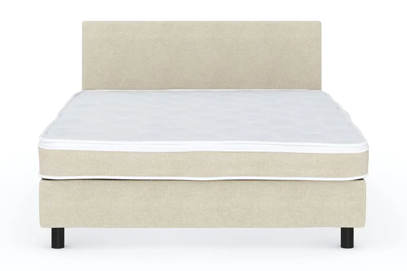 Billingen Komplett Sengepakke – Kontinentalseng 140x200 cm i Stoff med Sengegavl + Overmadrass med Fasthetsgrad Medium - Beige - Møbler - Senger - Kontinentalsenger