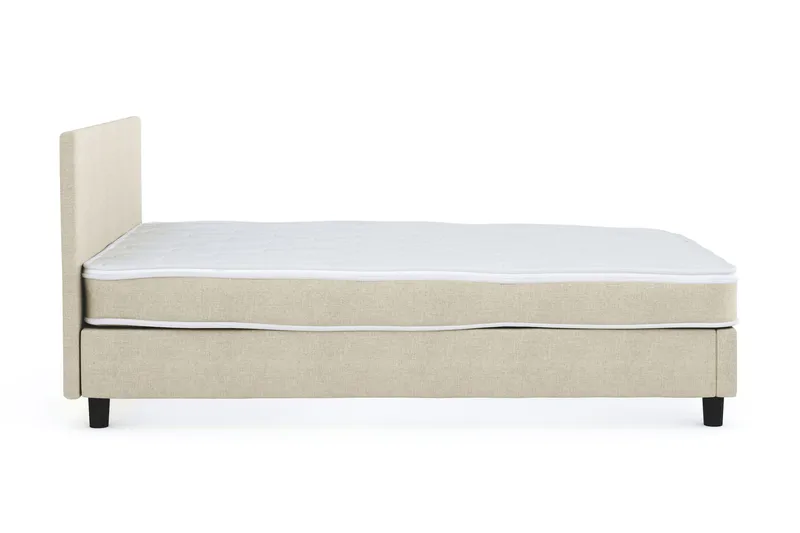 Billingen Komplett Sengepakke – Kontinentalseng 140x200 cm i Stoff med Sengegavl + Overmadrass med Fasthetsgrad Medium - Beige - Møbler - Senger - Kontinentalsenger