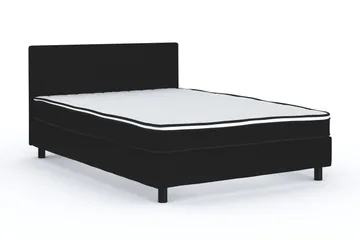 Billingen Komplett Sengepakke – Kontinentalseng 140x200 cm i Stoff med Sengegavl + Overmadrass med Fasthetsgrad Medium - Svart - Møbler - Senger - Dobbeltsenger