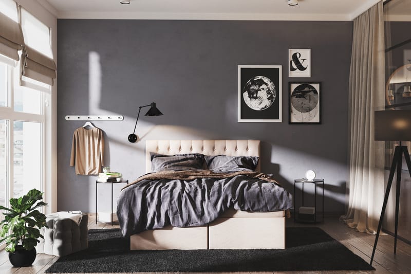 Box Bed Boxy Beige - 140x200 cm - Møbler - Senger - Rammeseng