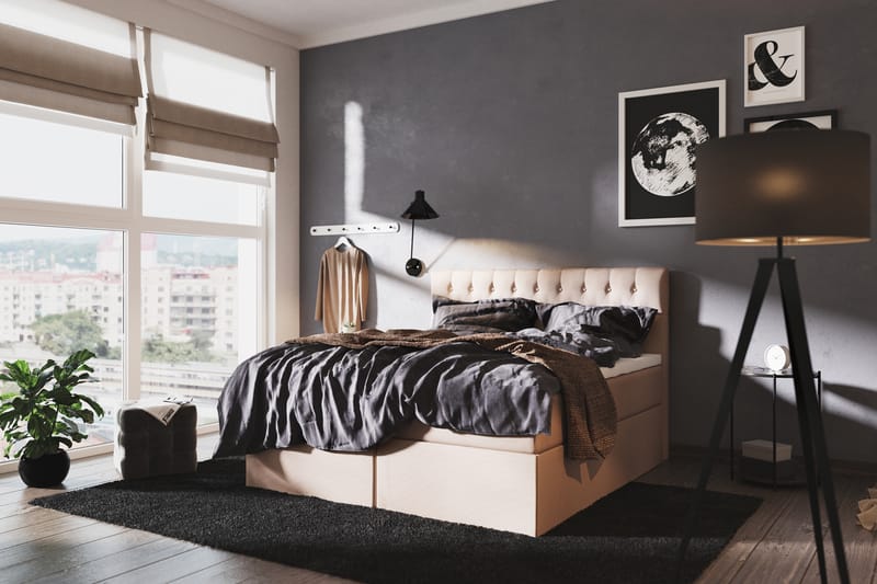 Box Bed Boxy Beige - 140x200 cm - Møbler - Senger - Rammeseng