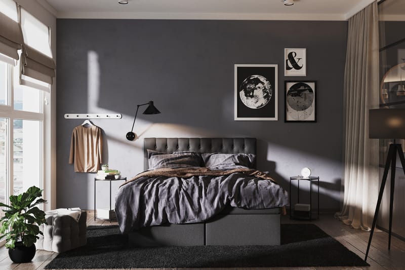 Box Bed Boxy Svart/Grå - 140x200 cm - Møbler - Senger - Rammeseng