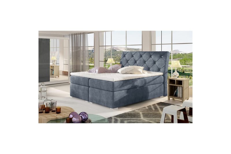 Box Spring Eltap Balvin - 140x200 cm, Omega 86, Blå - Møbler - Senger - Kontinentalsenger