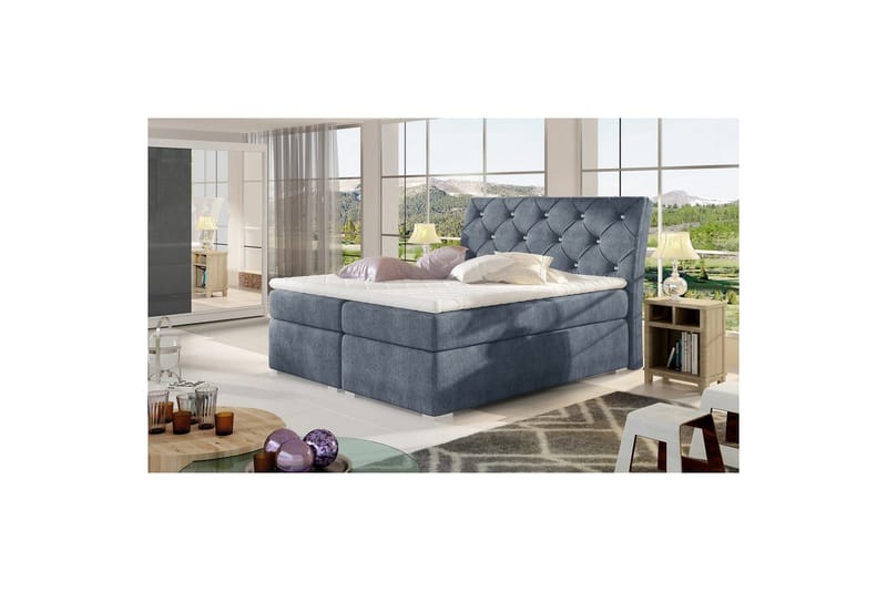Box Spring Eltap Balvin - 140x200 cm, Omega 86, Blå - Møbler - Senger - Kontinentalsenger