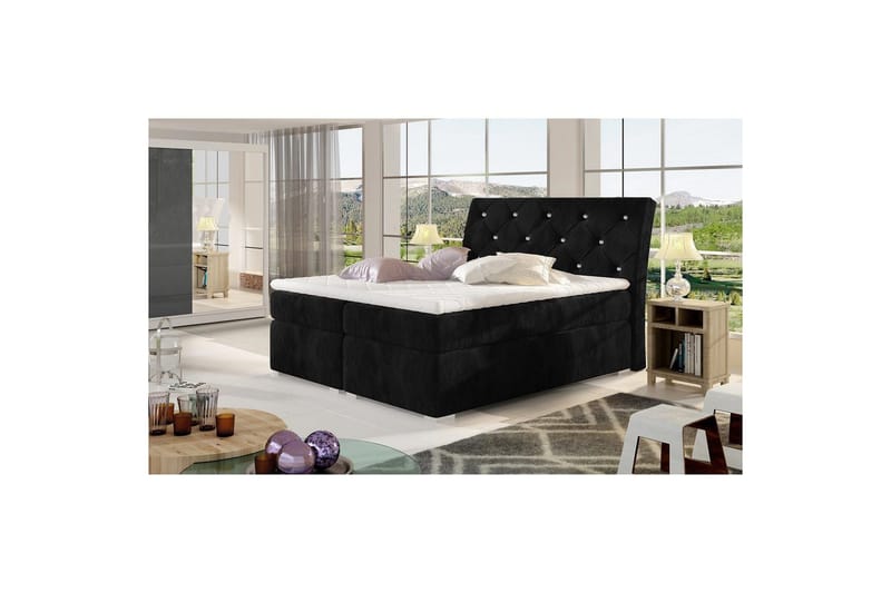 Box Spring Eltap Balvin - 160x200 cm, Kronos 07, Svart - Møbler - Senger - Kontinentalsenger