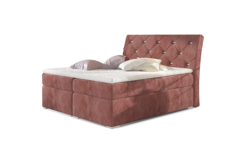 Box Spring Eltap Balvin - 160x200 cm, Kronos 29, Rosa - Møbler - Senger - Kontinentalsenger