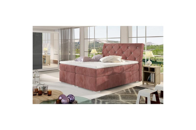 Box Spring Eltap Balvin - 160x200 cm, Kronos 29, Rosa - Møbler - Senger - Kontinentalsenger