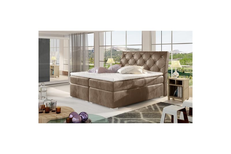 Box Spring Eltap Balvin - 160x200 cm, Monolith 09, Brun - Møbler - Senger - Kontinentalsenger