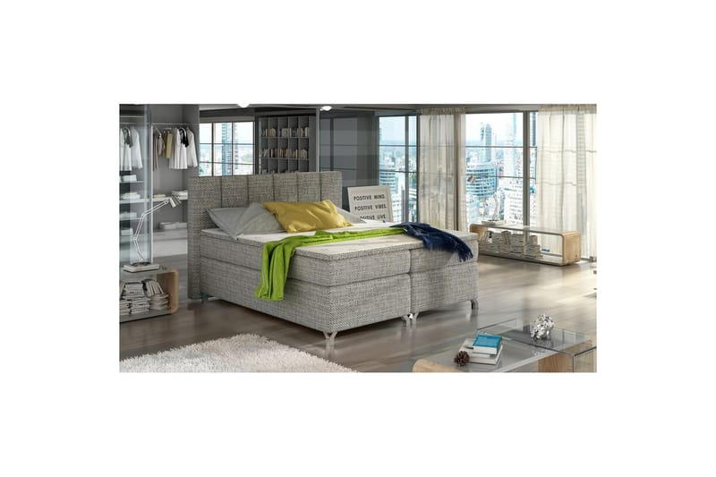 Box Spring Eltap Basilio - Berlin 01, Grå, 140x200 cm - Møbler - Senger - Kontinentalsenger