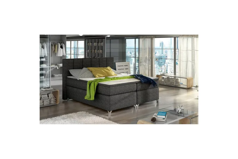 Box Spring Eltap Basilio, Berlin 02, Mørkegrå, 160x200 cm