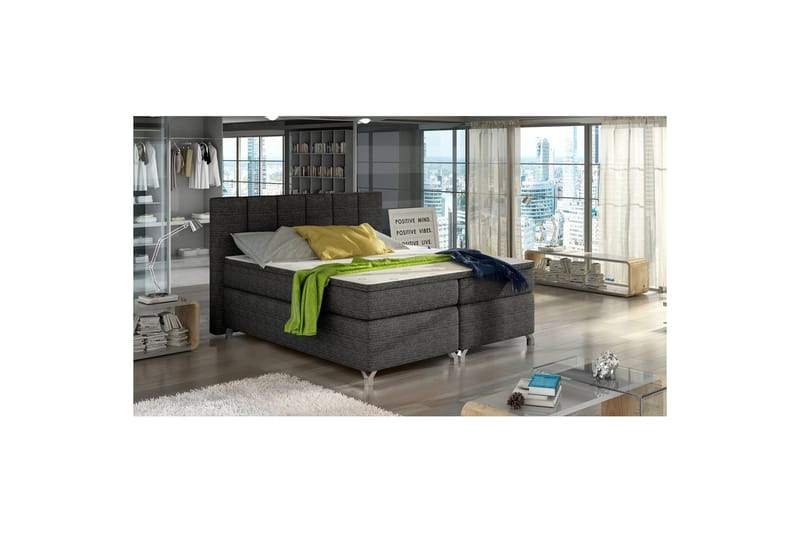 Box Spring Eltap Basilio - Berlin 02, Mørkegrå, 160x200 cm - Møbler - Senger - Kontinentalsenger